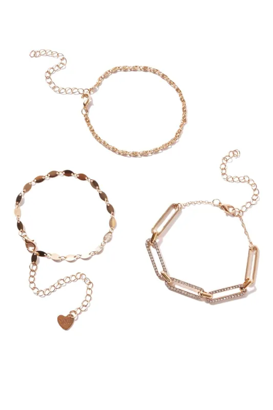 Multi Chain Bracelet 3 Piece Fashion Set sold by YMI