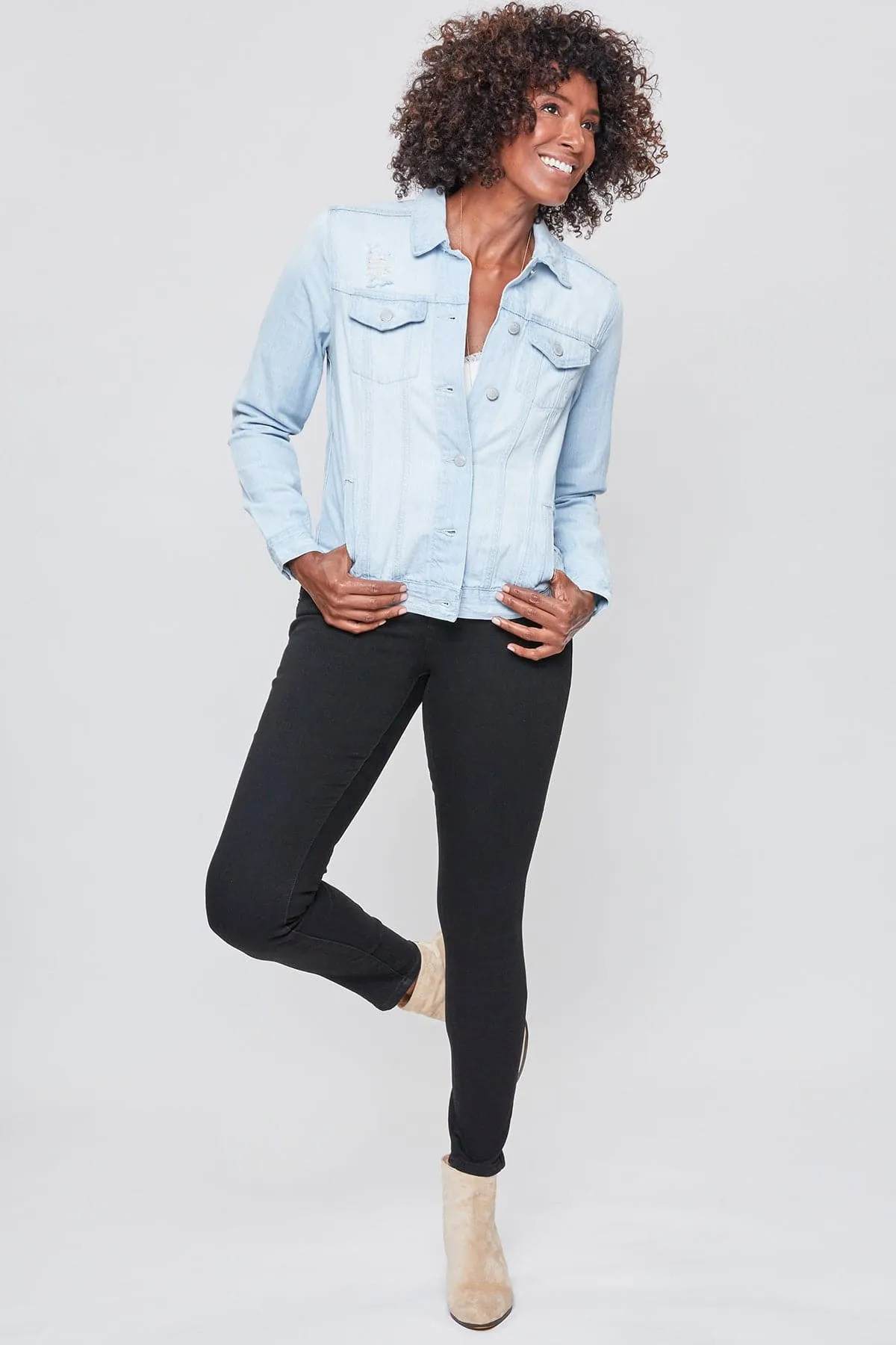 Women's Distressed Denim Jacket sold by YMI