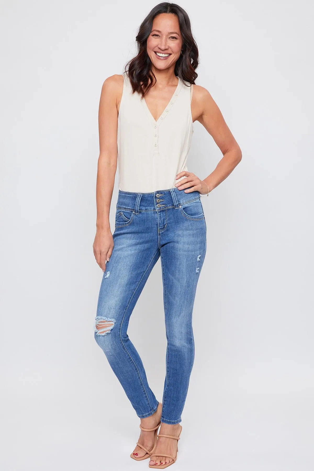 Women's Sustainable WannaBettaButt Mid Rise Jeans sold by YMI