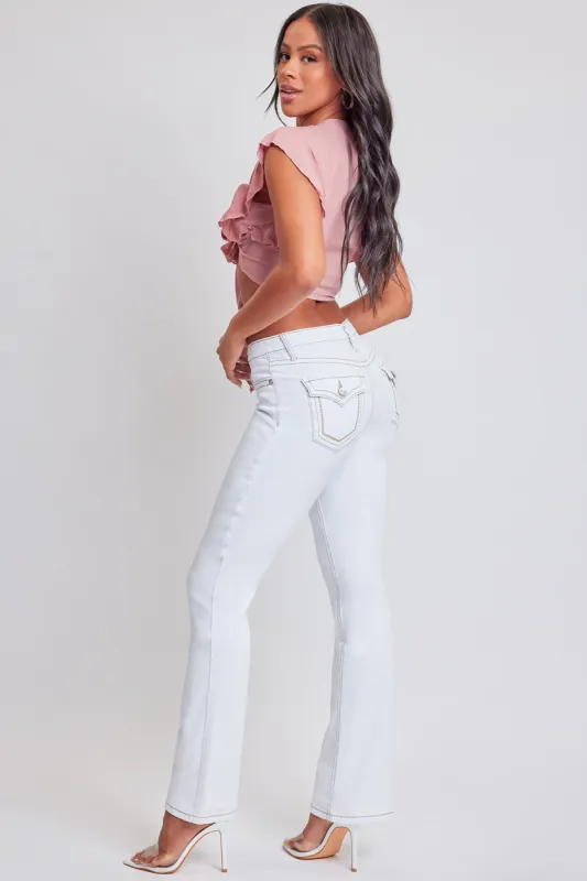 Women's Heavy Stitch Bootcut Jeans with Embroidered Pockets sold by YMI
