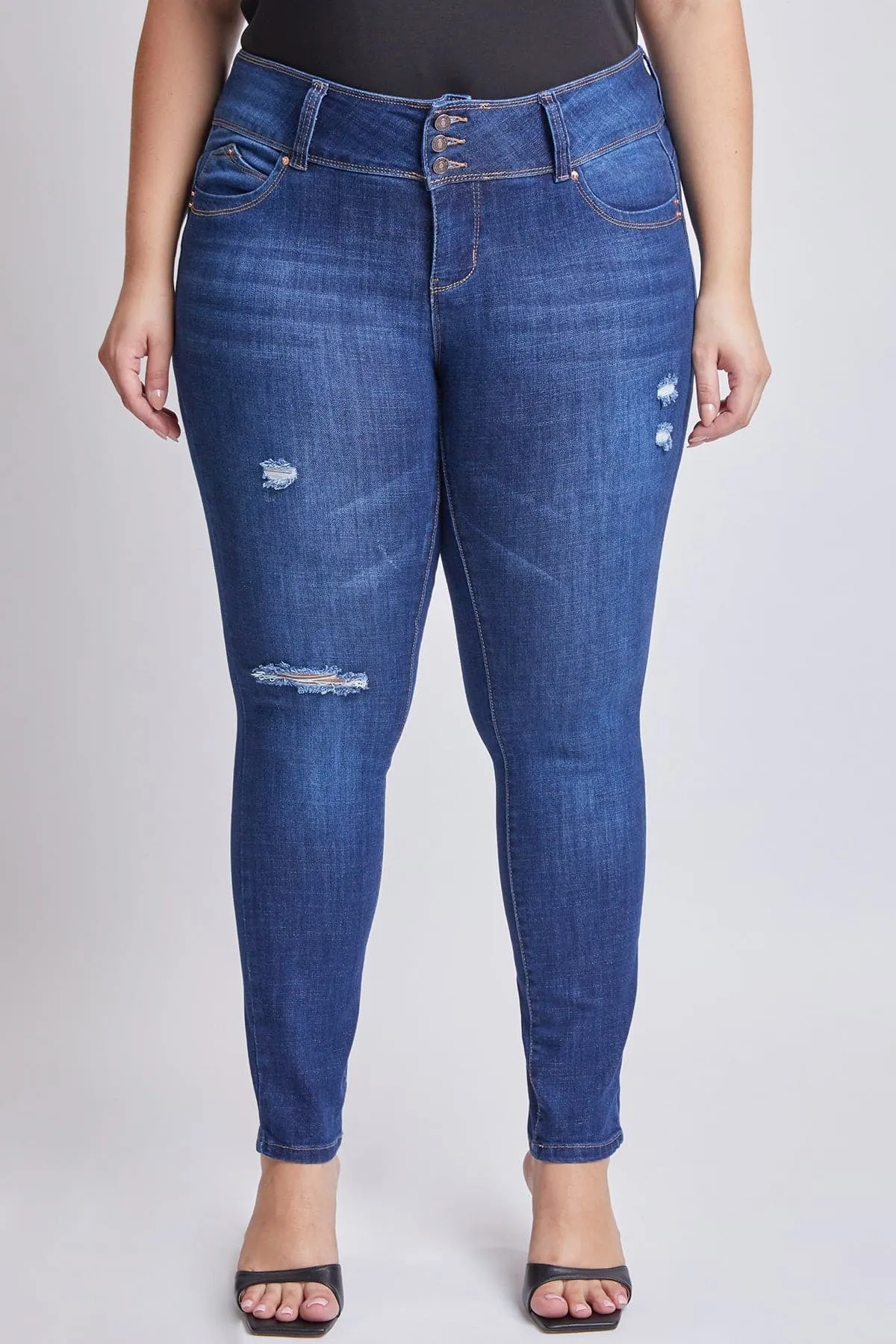Women's Plus Size Sustainable WannaBettaButt Mid Rise Jeans sold by YMI product image thumbnail 3
