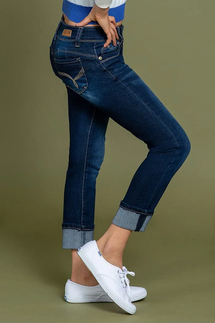 Girls WannaBettaFit 2-Button Wide Cuff Denim Skinny Jeans sold by YMI product image thumbnail 3