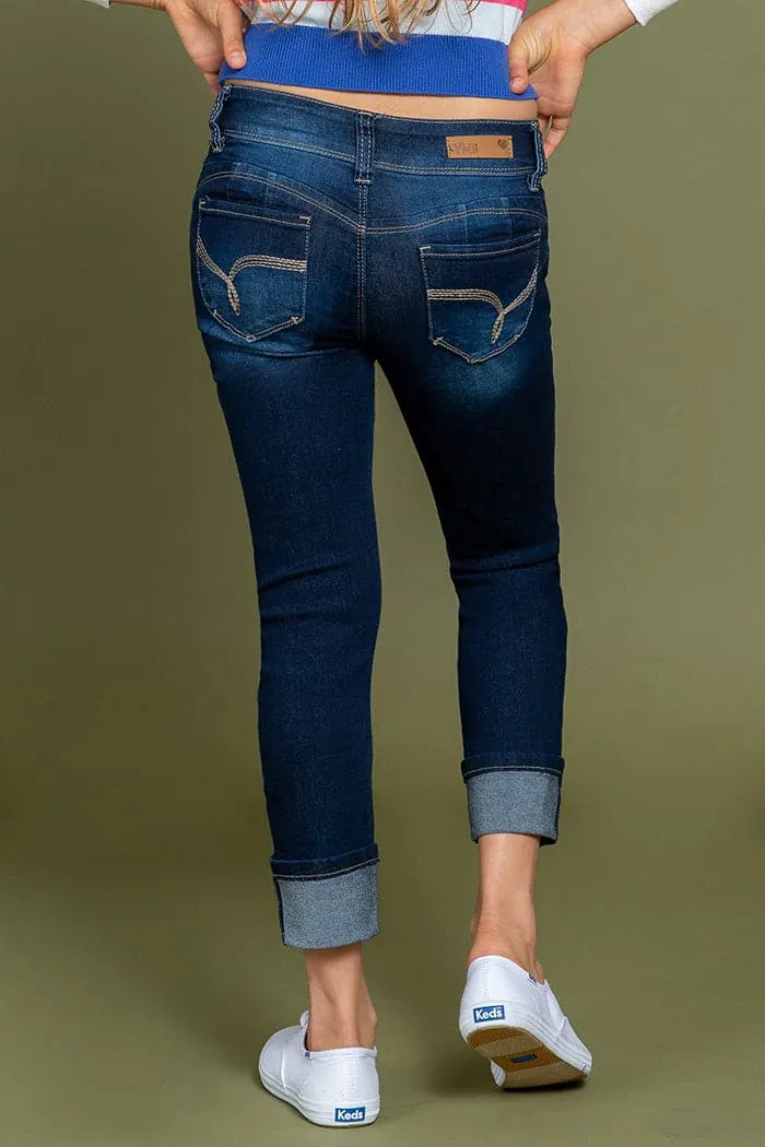Girls WannaBettaFit 2-Button Wide Cuff Denim Skinny Jeans sold by YMI product image thumbnail 4