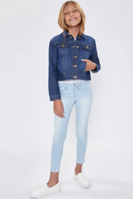 Girls Drop Shoulder Oversized Denim Jacket With Pockets sold by YMI