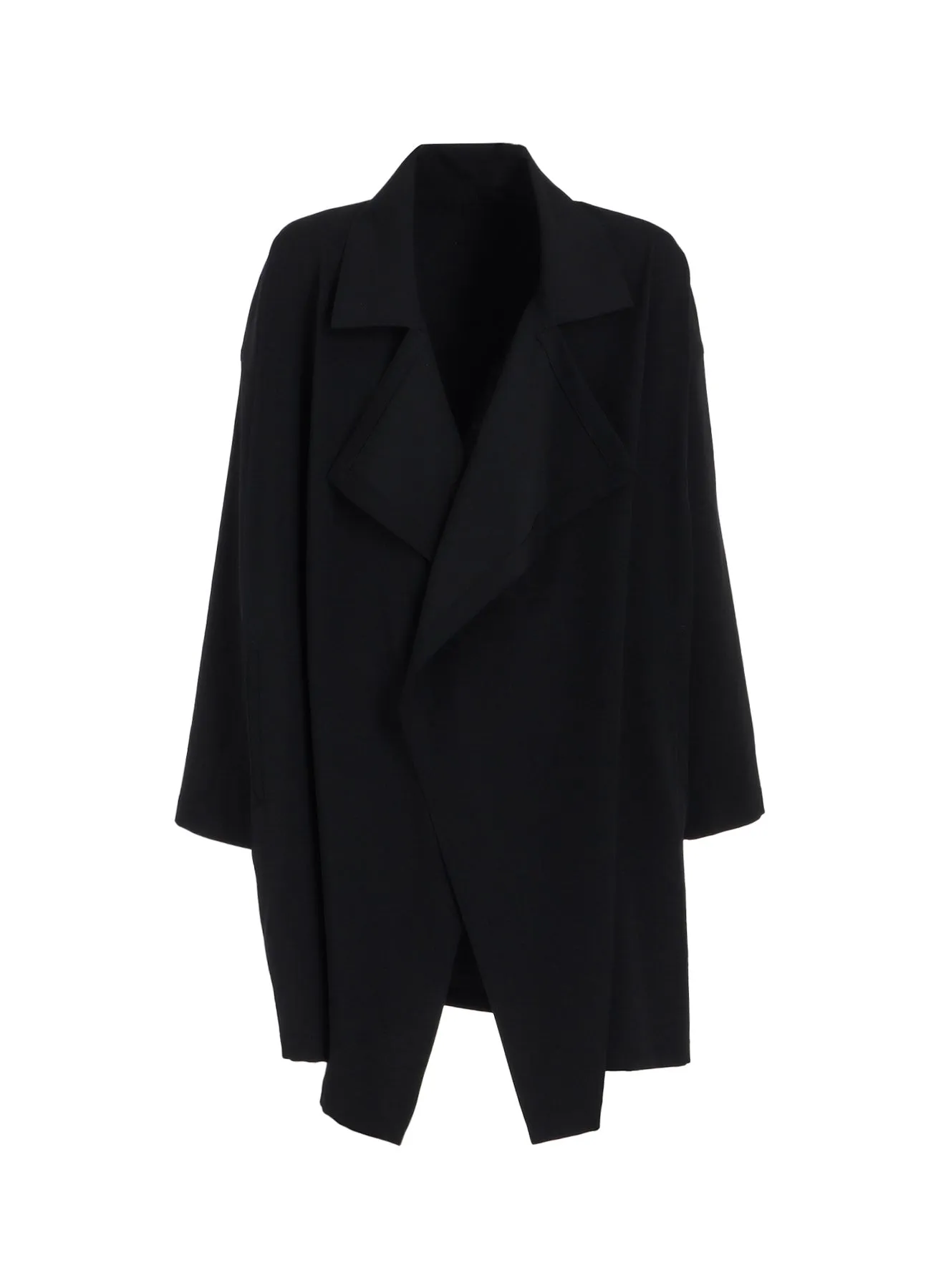 WASHER WOOL GABARDINE FLAME DOUBLE DRAPE COAT sold by Yohji Yamamoto