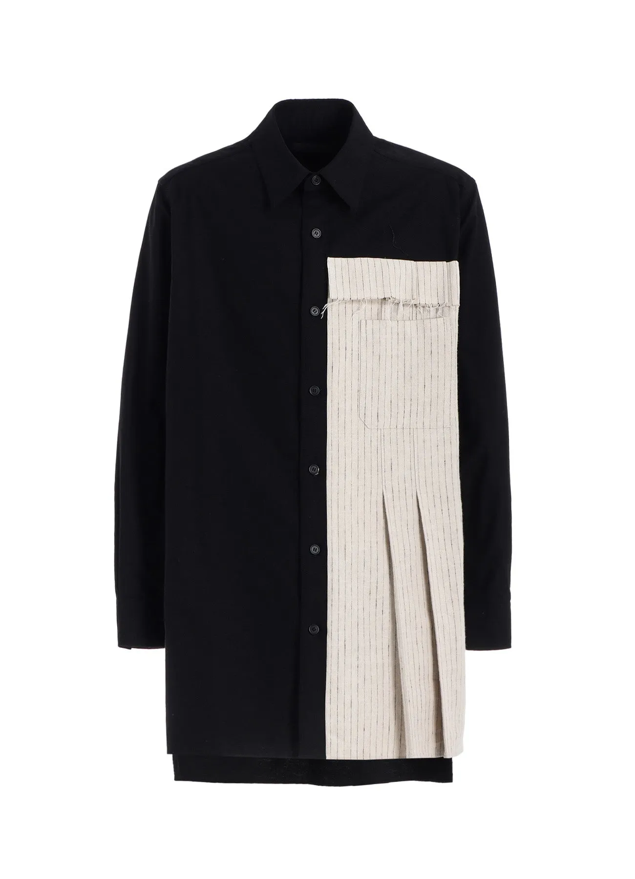 COTTON TWILL SHIRT WITH STRIPED PLEATED FABRIC sold by Yohji Yamamoto
