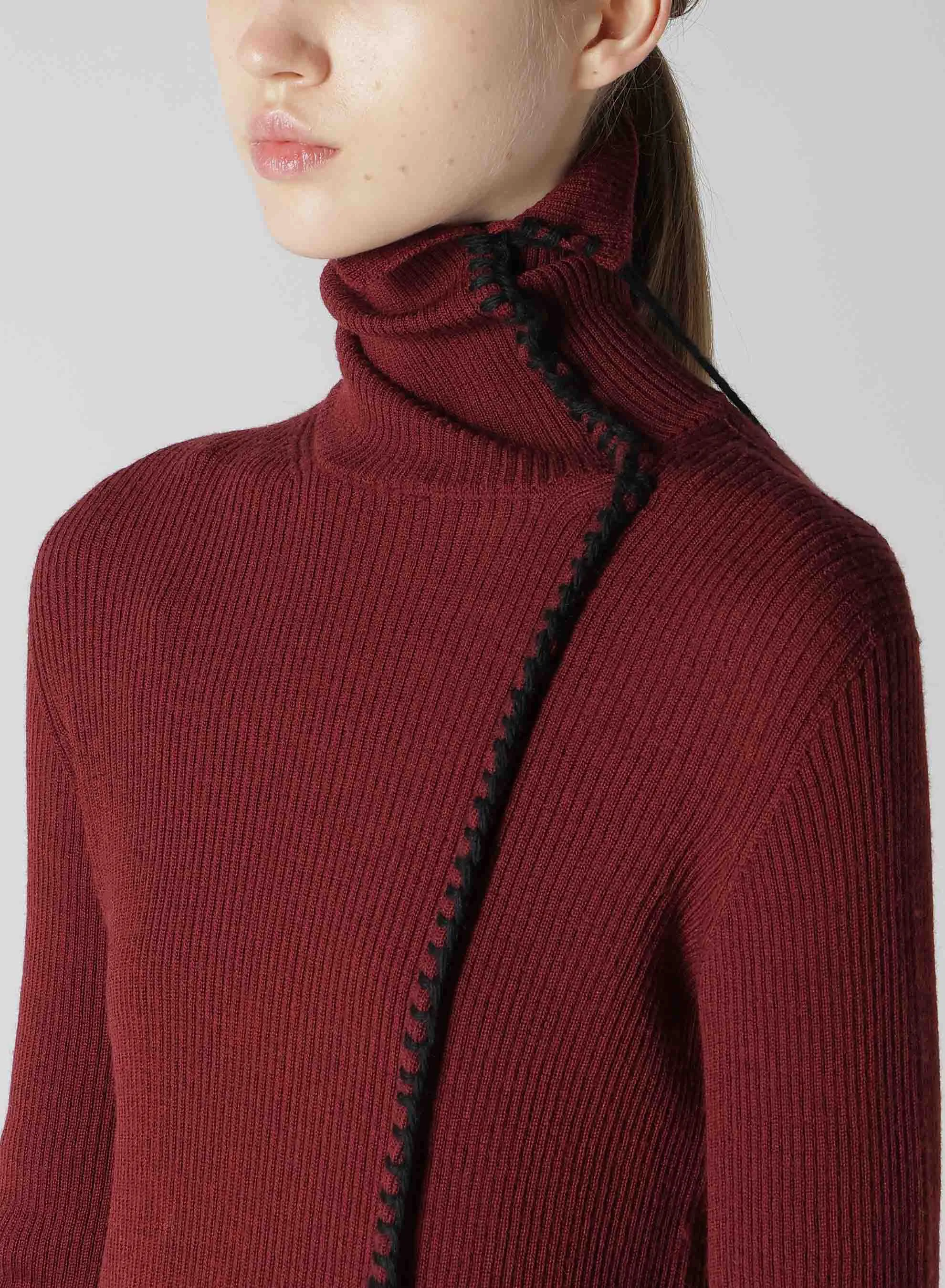 HIGH NECK RIBBED BLANKET STITCH PULLOVER sold by Yohji Yamamoto product image thumbnail 5
