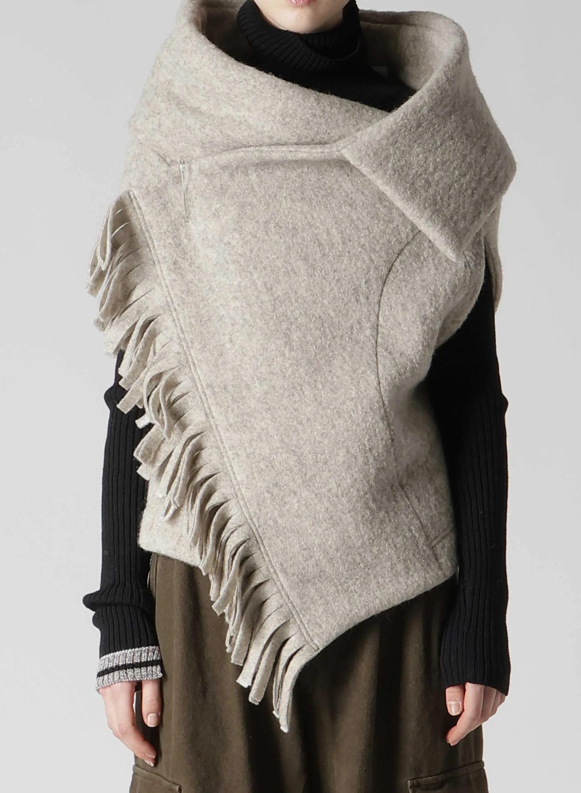 W/Pe SLIVER FLEECE FRINGE WRAP T sold by Yohji Yamamoto product image thumbnail 5