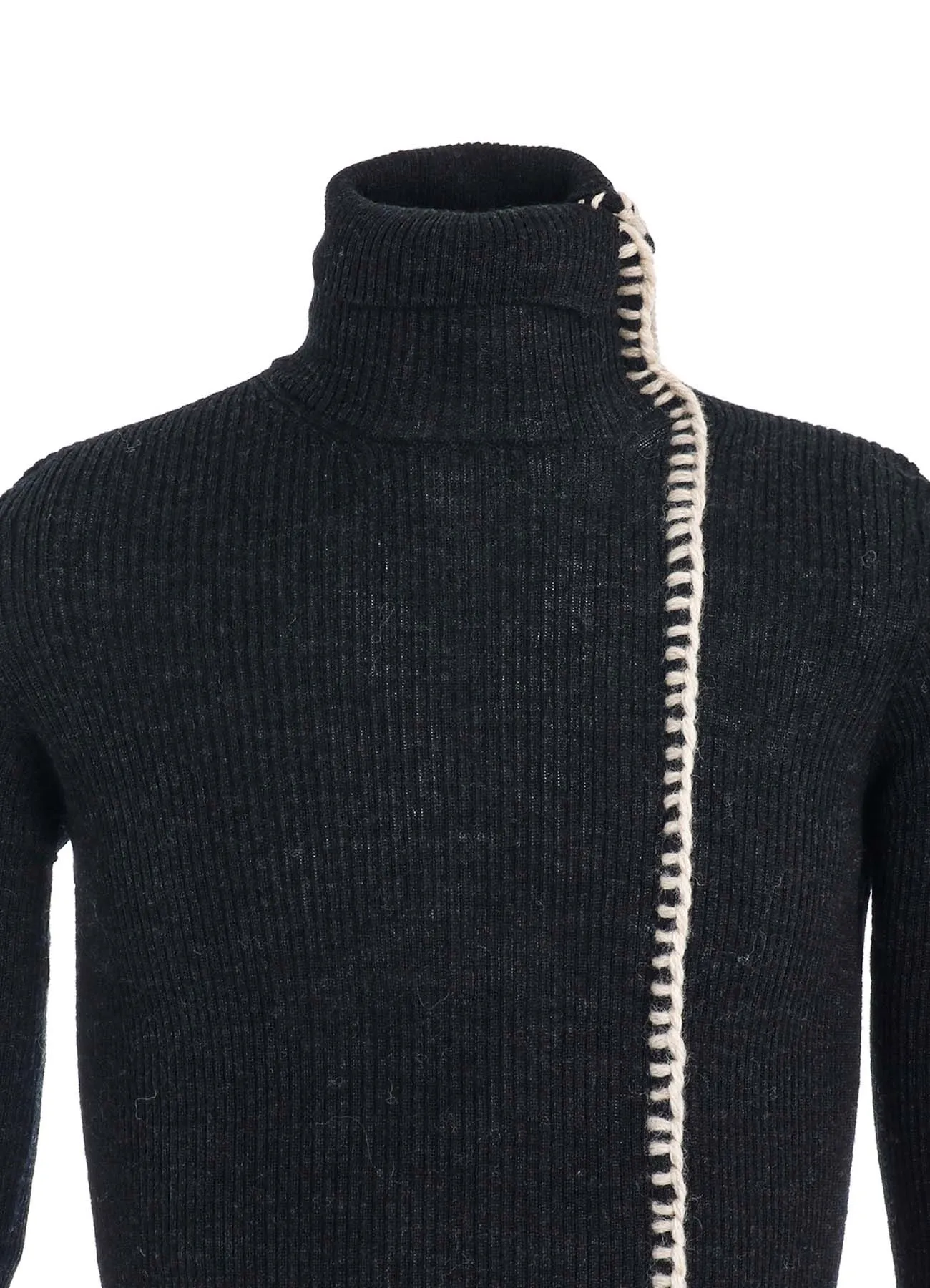 HIGH NECK RIBBED BLANKET STITCH PULLOVER sold by Yohji Yamamoto product image thumbnail 5