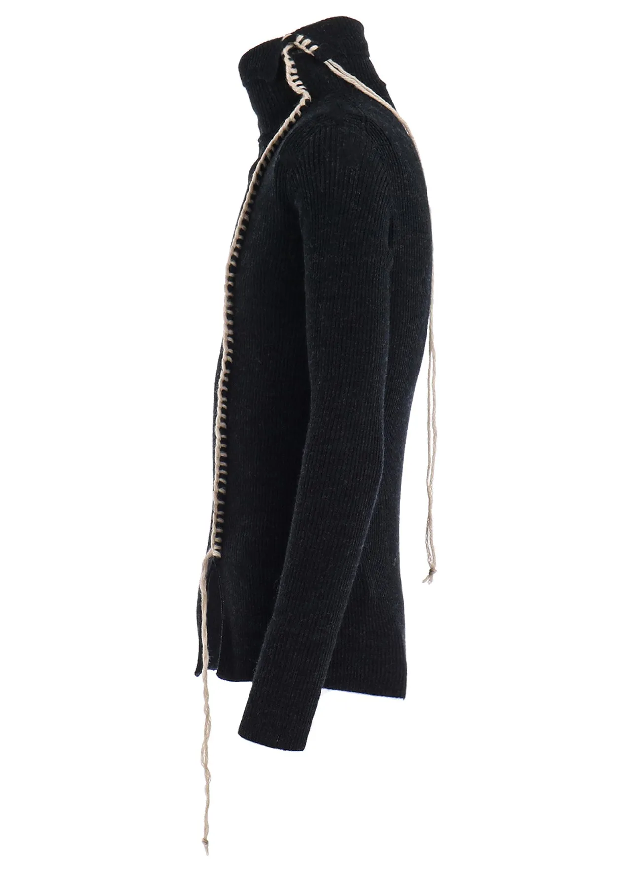 HIGH NECK RIBBED BLANKET STITCH PULLOVER sold by Yohji Yamamoto product image thumbnail 3