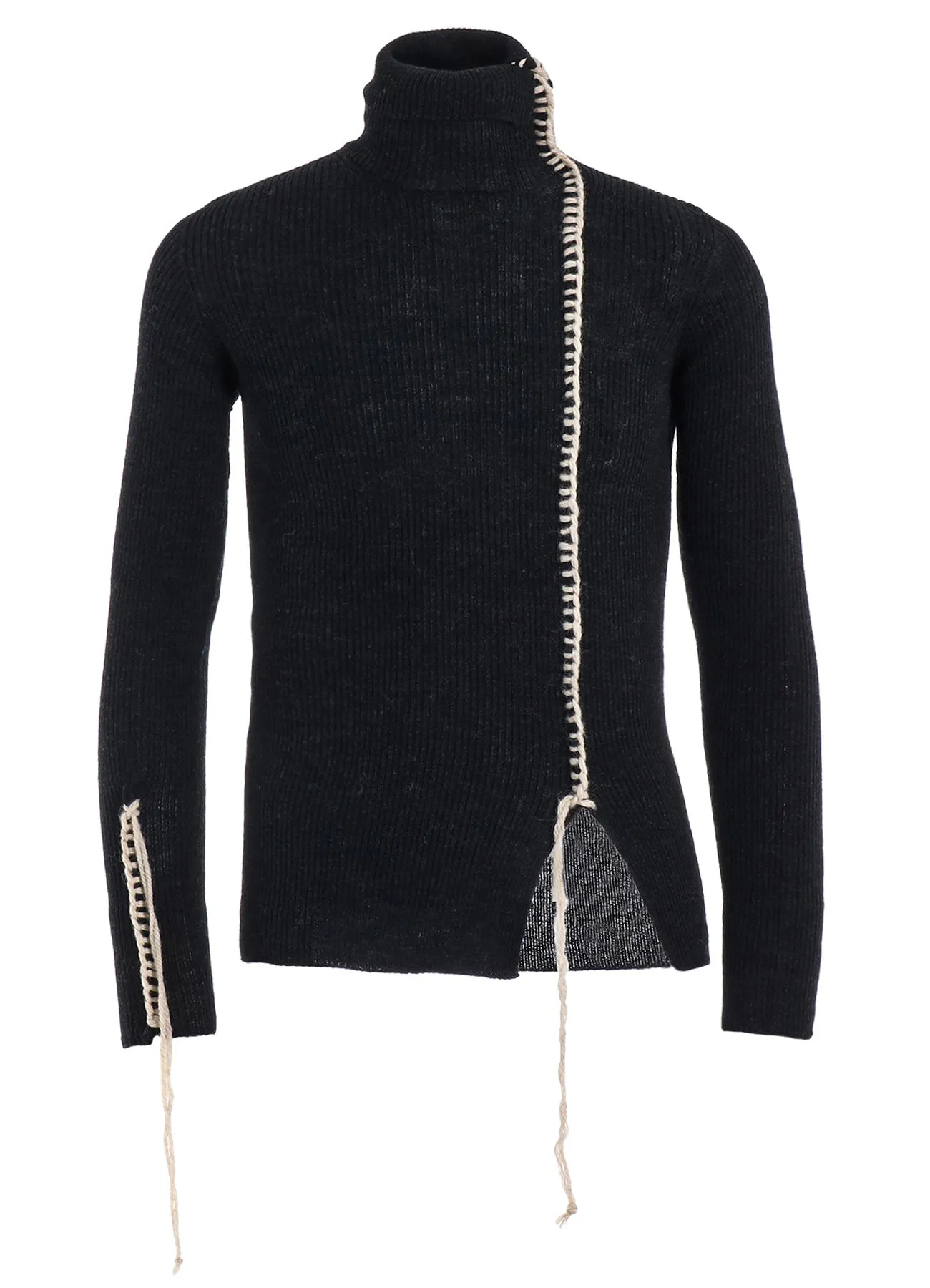 HIGH NECK RIBBED BLANKET STITCH PULLOVER sold by Yohji Yamamoto product image thumbnail 2