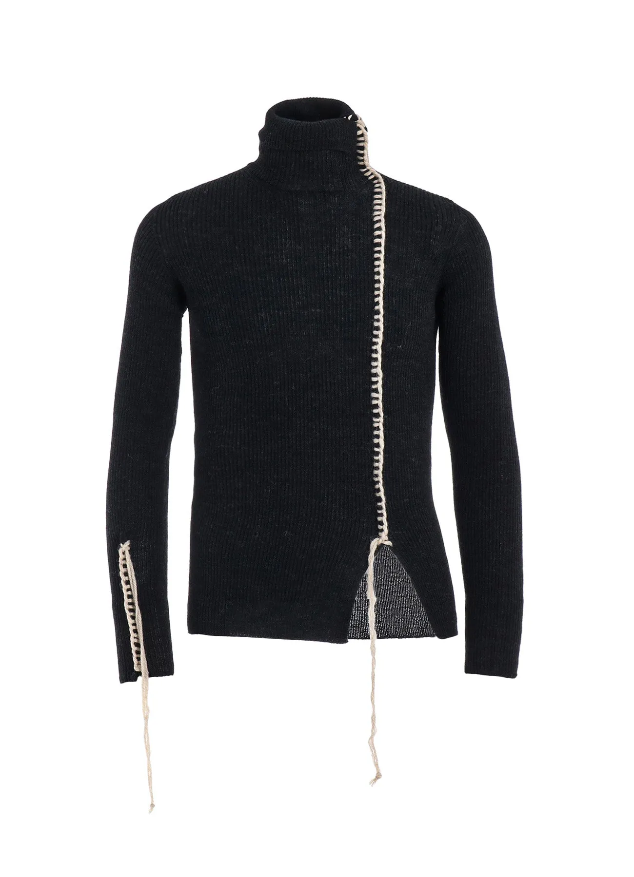 HIGH NECK RIBBED BLANKET STITCH PULLOVER sold by Yohji Yamamoto