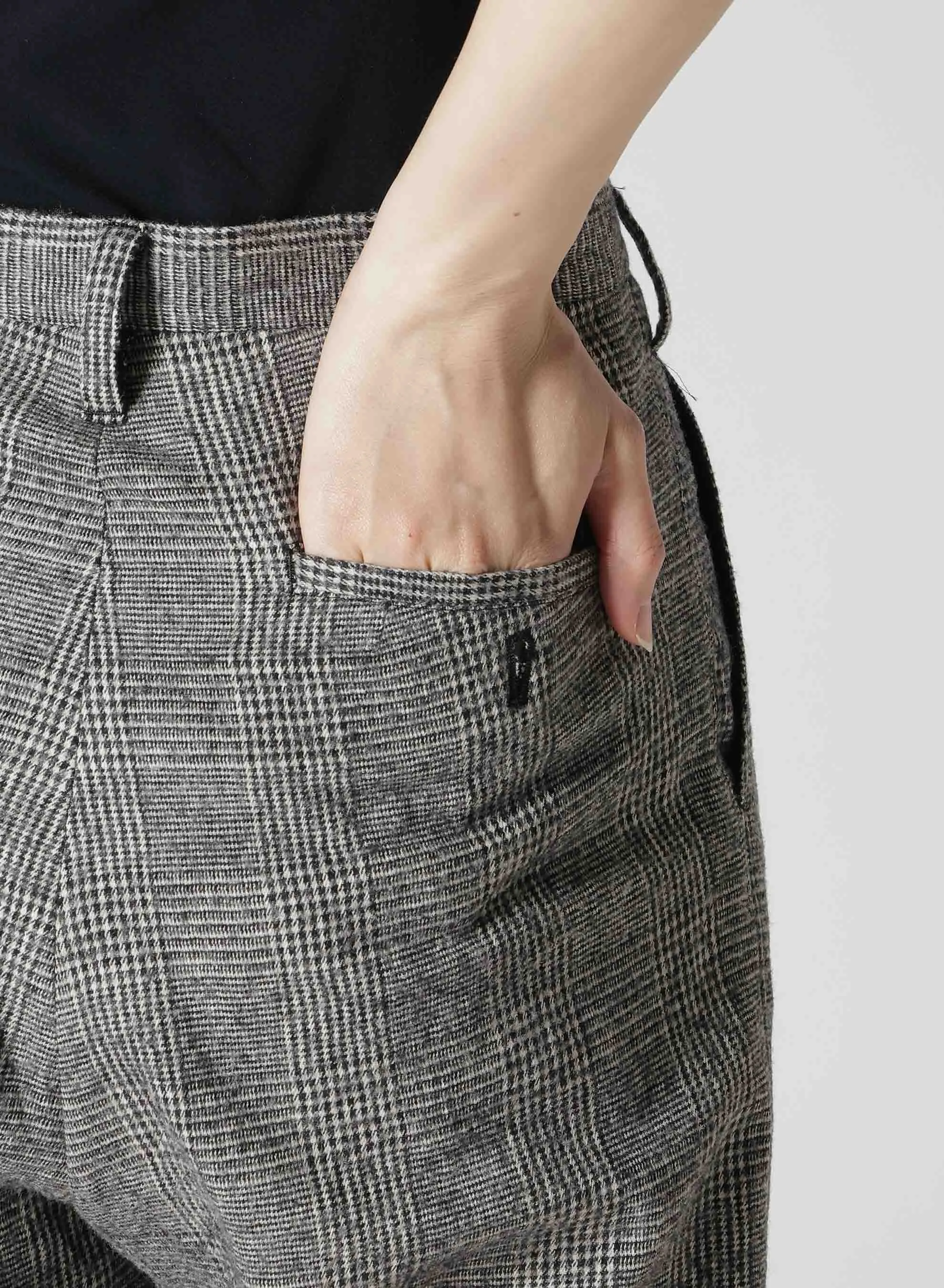 COTTON WOOL GLEN CHECK MACKIN SLIM PANTS sold by Yohji Yamamoto product image thumbnail 5