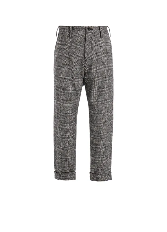 COTTON WOOL GLEN CHECK MACKIN SLIM PANTS made by Yohji Yamamoto