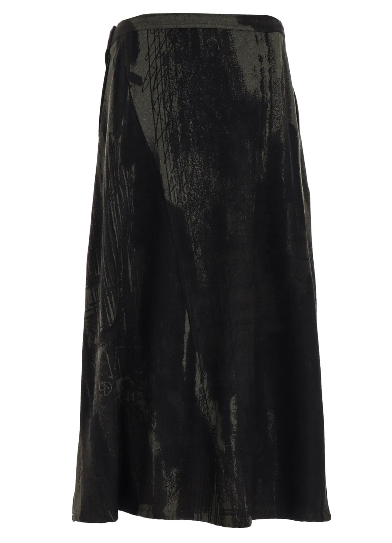 WOOL FLANNEL LOGO SCRIBBLE PT ASYMMETRIC FLARE SKIRT sold by Yohji Yamamoto product image thumbnail 3