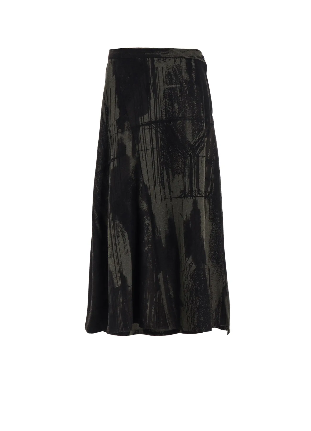 WOOL FLANNEL LOGO SCRIBBLE PT ASYMMETRIC FLARE SKIRT sold by Yohji Yamamoto