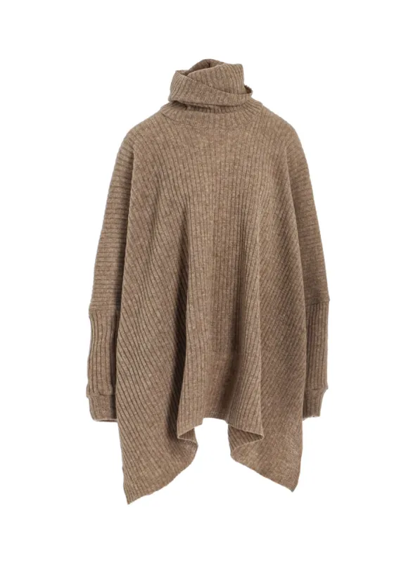 RIBBED HIGH NECK PONCHO WITH SLEEVE sold by Yohji Yamamoto