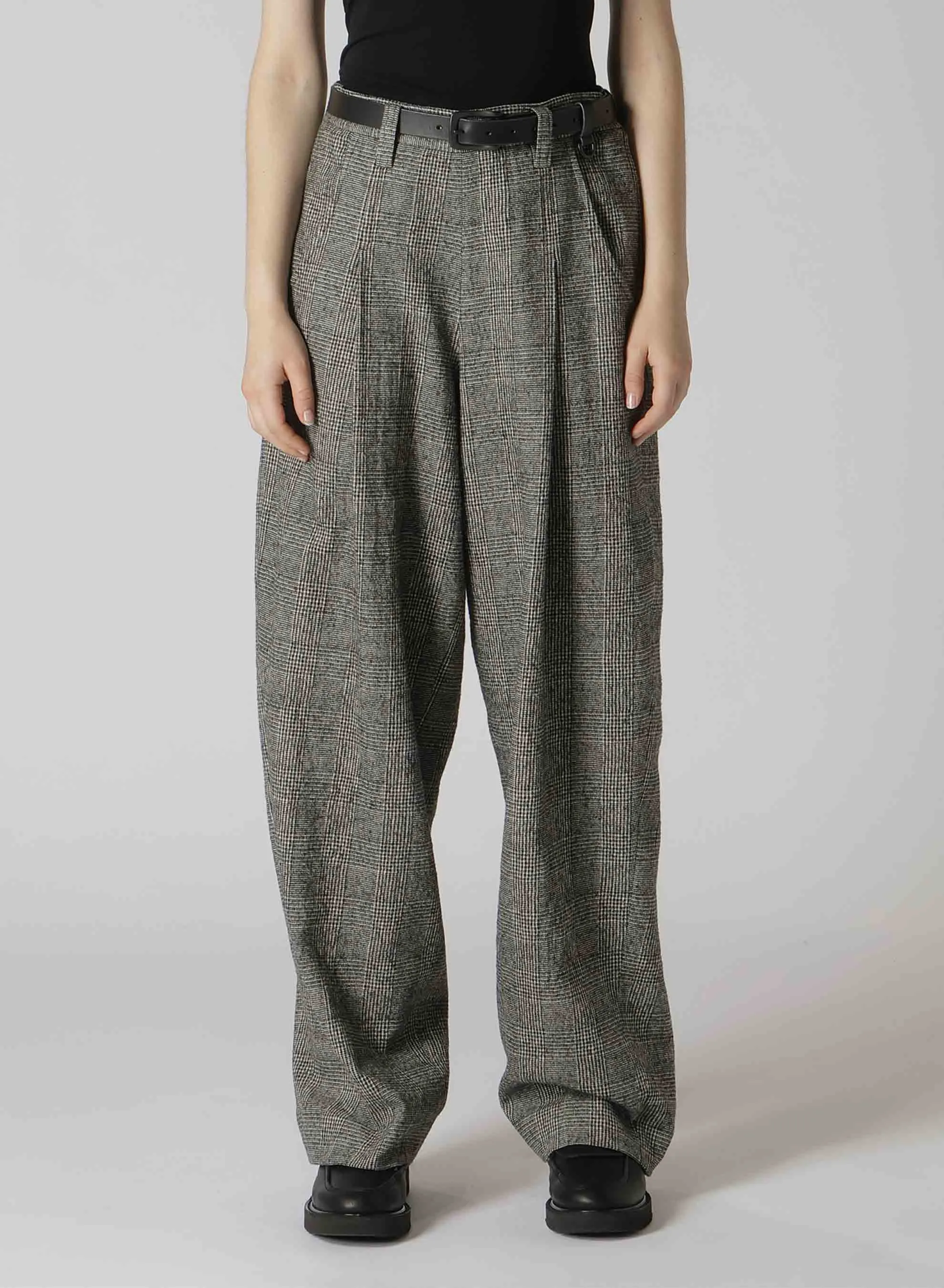 COTTON WOOL GLEN CHECK SIDE OPEN PANTS sold by Yohji Yamamoto product image thumbnail 4
