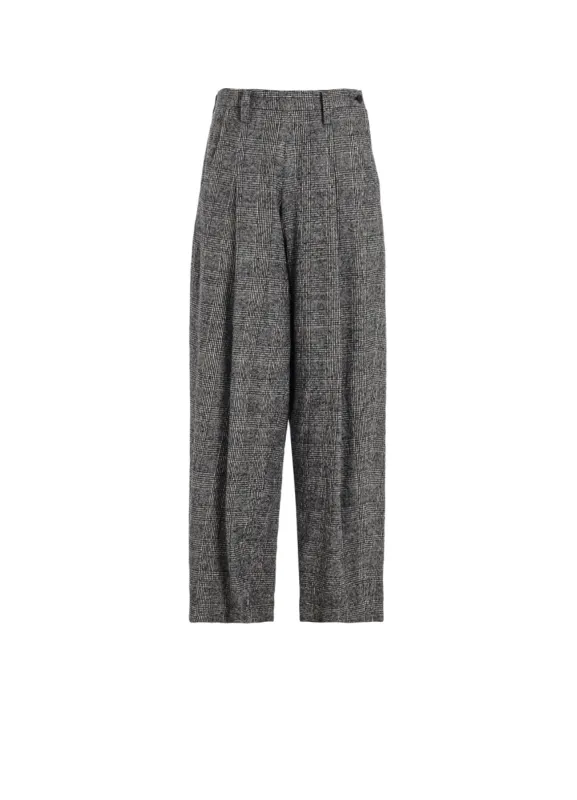 COTTON WOOL GLEN CHECK SIDE OPEN PANTS made by Yohji Yamamoto