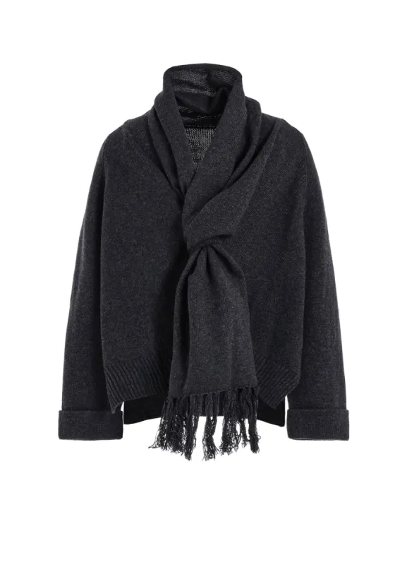 JERSEY FRINGE SHORT GOWN WITH SCARF made by Yohji Yamamoto