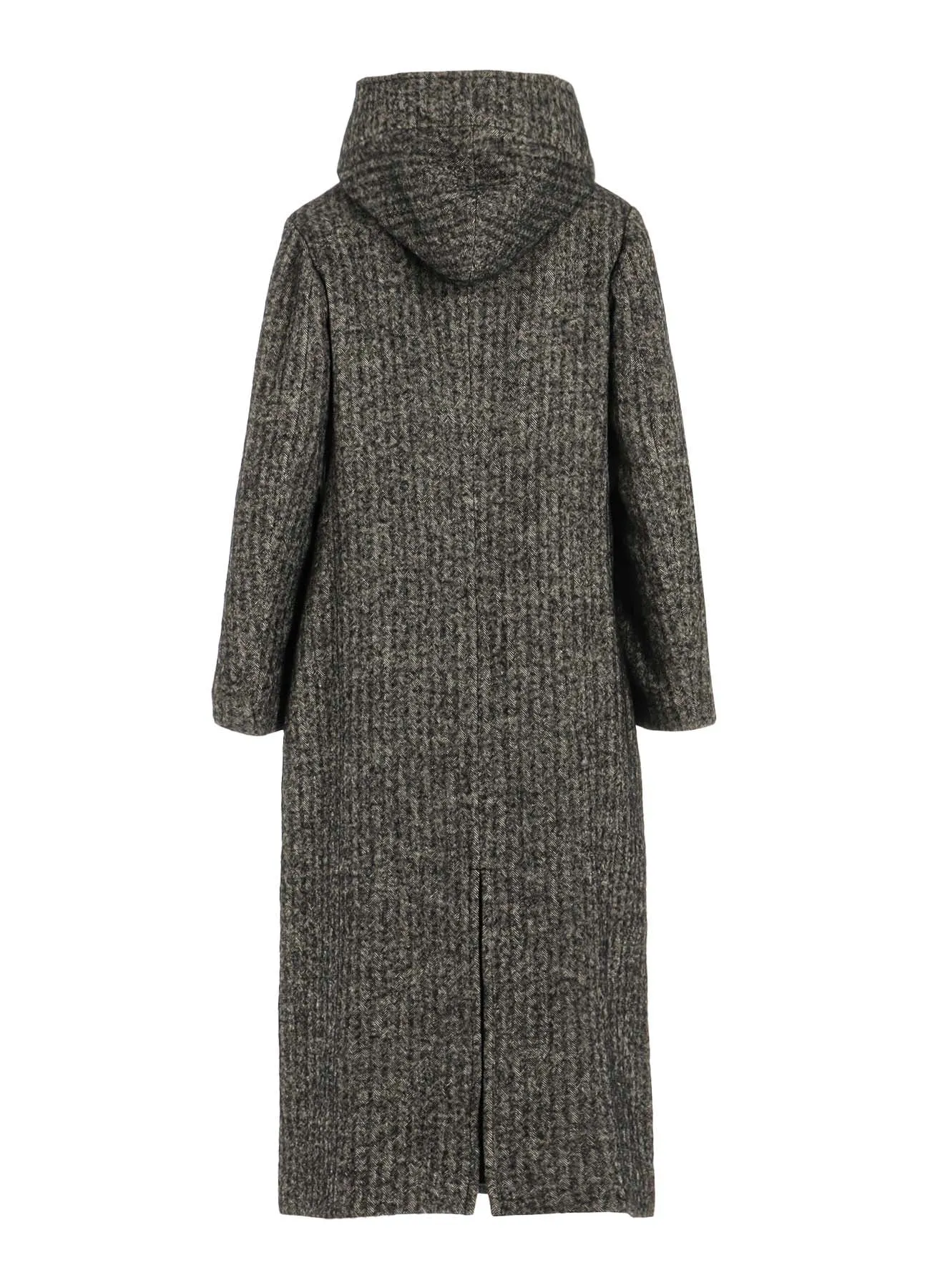 LINEN/WOOL RAISED HERRINGBONE LONG COAT WITH HOODIE sold by Yohji Yamamoto product image thumbnail 3