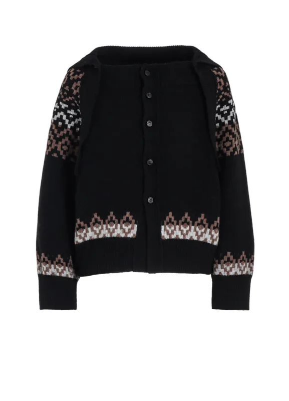 JACQUARD JERSEY RAGLAN TAPE CARDIGAN sold by Yohji Yamamoto