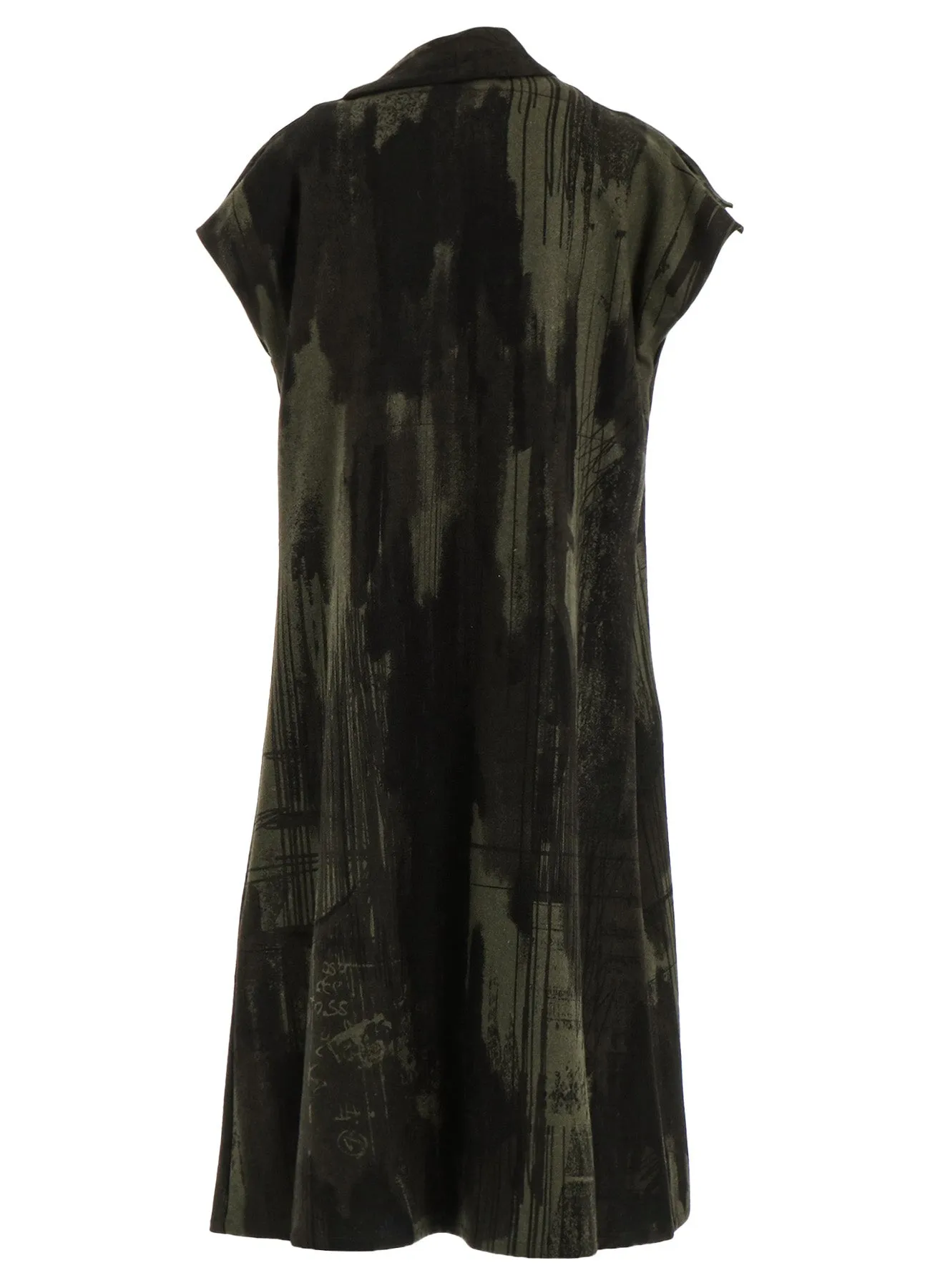 WOOL FLANNEL LOGO SCRIBBLE PT FRENCH SLEEVE DRESS sold by Yohji Yamamoto product image thumbnail 4