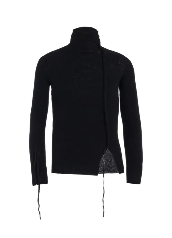 HIGH NECK RIBBED BLANKET STITCH PULLOVER made by Yohji Yamamoto