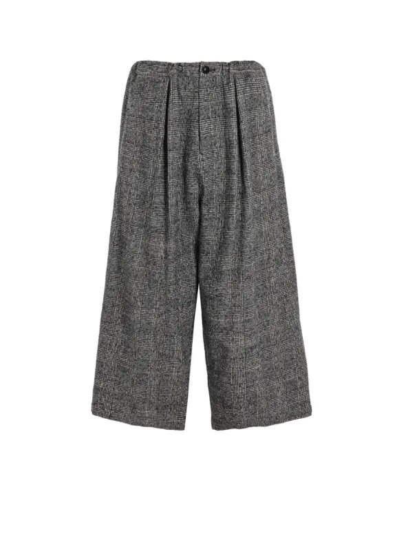 COTTON WOOL GLEN CHECK FRONT TUCK WIDE PANTS sold by Yohji Yamamoto