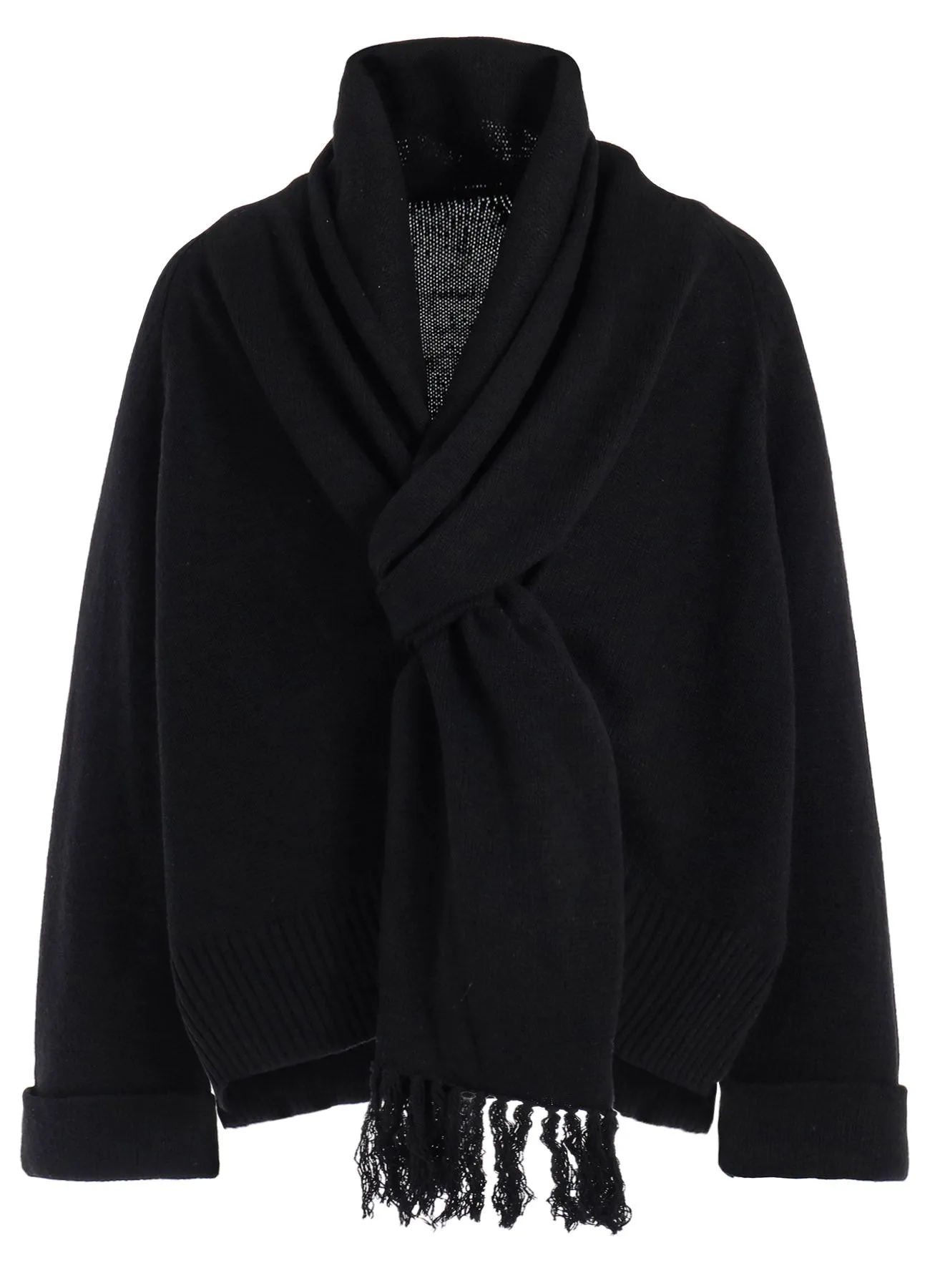 JERSEY FRINGE SHORT GOWN WITH SCARF sold by Yohji Yamamoto product image thumbnail 2