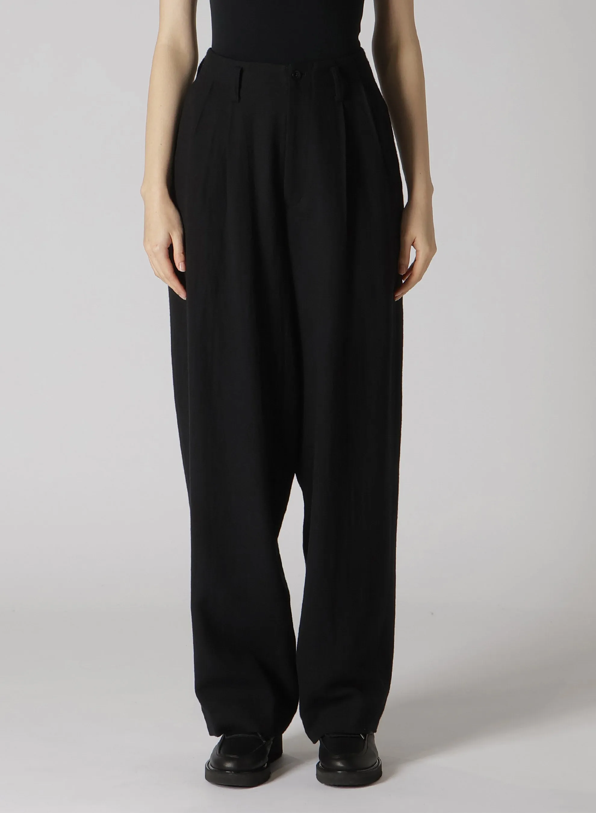 WOOL VIYELLA DOUBLE TUCK WIDE PANTS sold by Yohji Yamamoto product image thumbnail 5