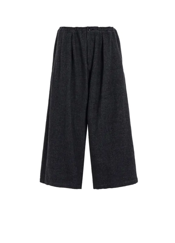 COTTON WOOL GLEN CHECK FRONT TUCK WIDE PANTS sold by Yohji Yamamoto