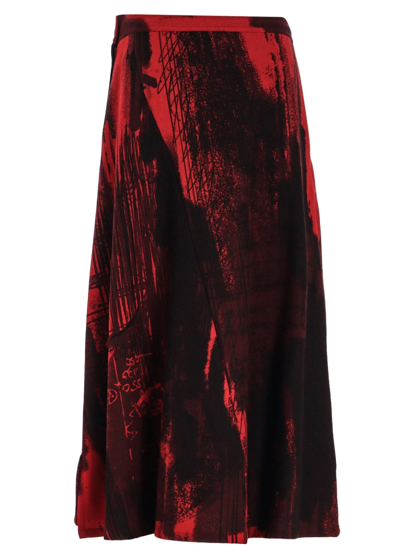 WOOL FLANNEL LOGO SCRIBBLE PT ASYMMETRIC FLARE SKIRT sold by Yohji Yamamoto product image thumbnail 4