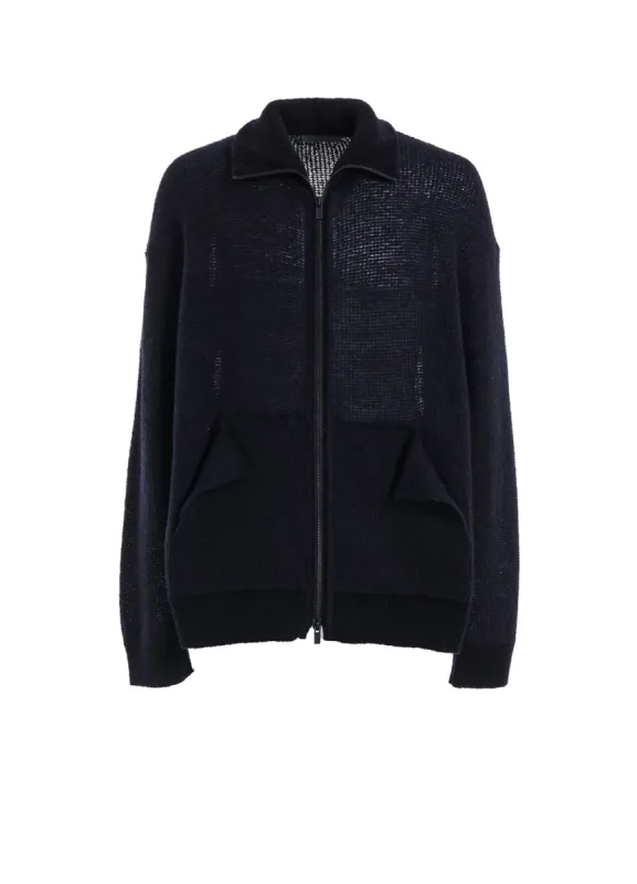 8G KNOTTED KNIT UNEVEN POCKET ZIP CARDIGAN sold by Yohji Yamamoto