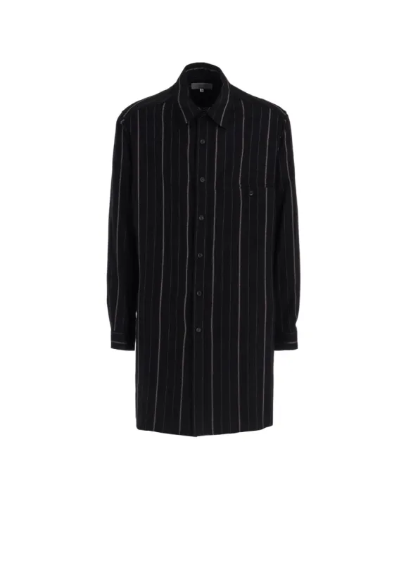 Ry TWILL ST BURGUNDY STRIPE ROUND HEM BLOUSE sold by Yohji Yamamoto