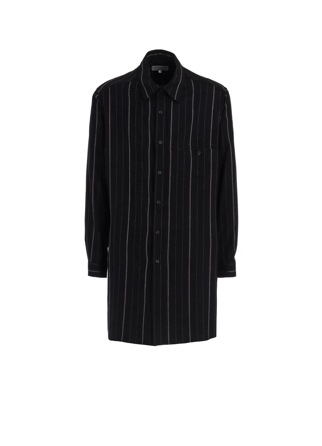 Ry TWILL ST BURGUNDY STRIPE ROUND HEM BLOUSE sold by Yohji Yamamoto