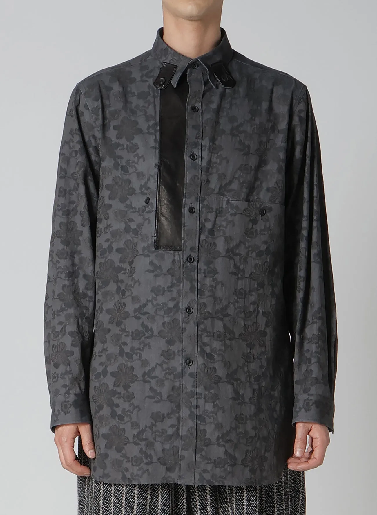 INK FLOWER DESIGN+LEATHR PANEL BLOUSE sold by Yohji Yamamoto product image thumbnail 5