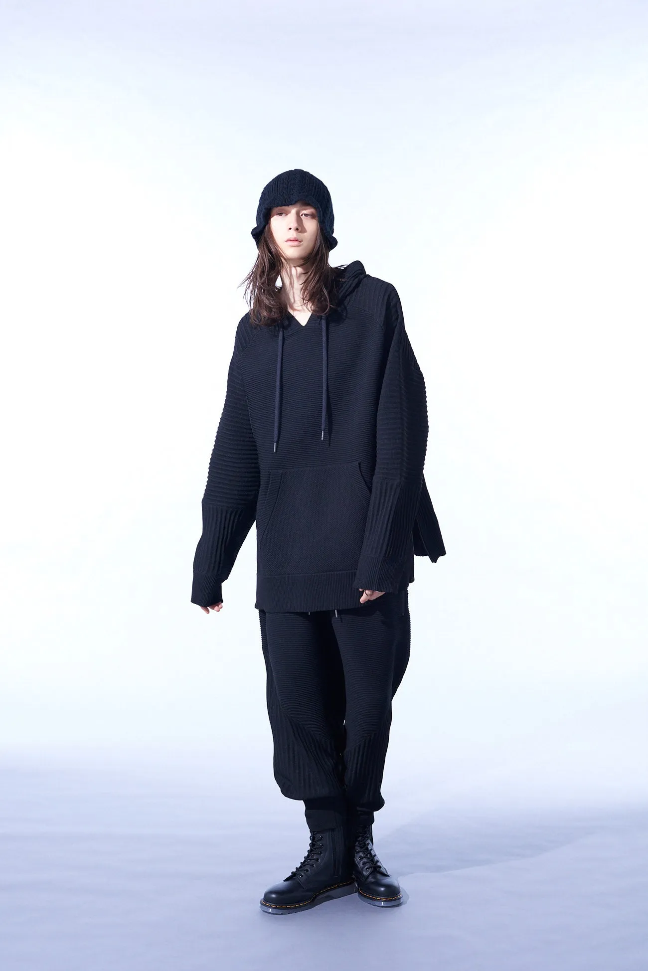 12G SPRITZY PLAIN STITCHES BIG KNIT HOODIE sold by Yohji Yamamoto product image thumbnail 2