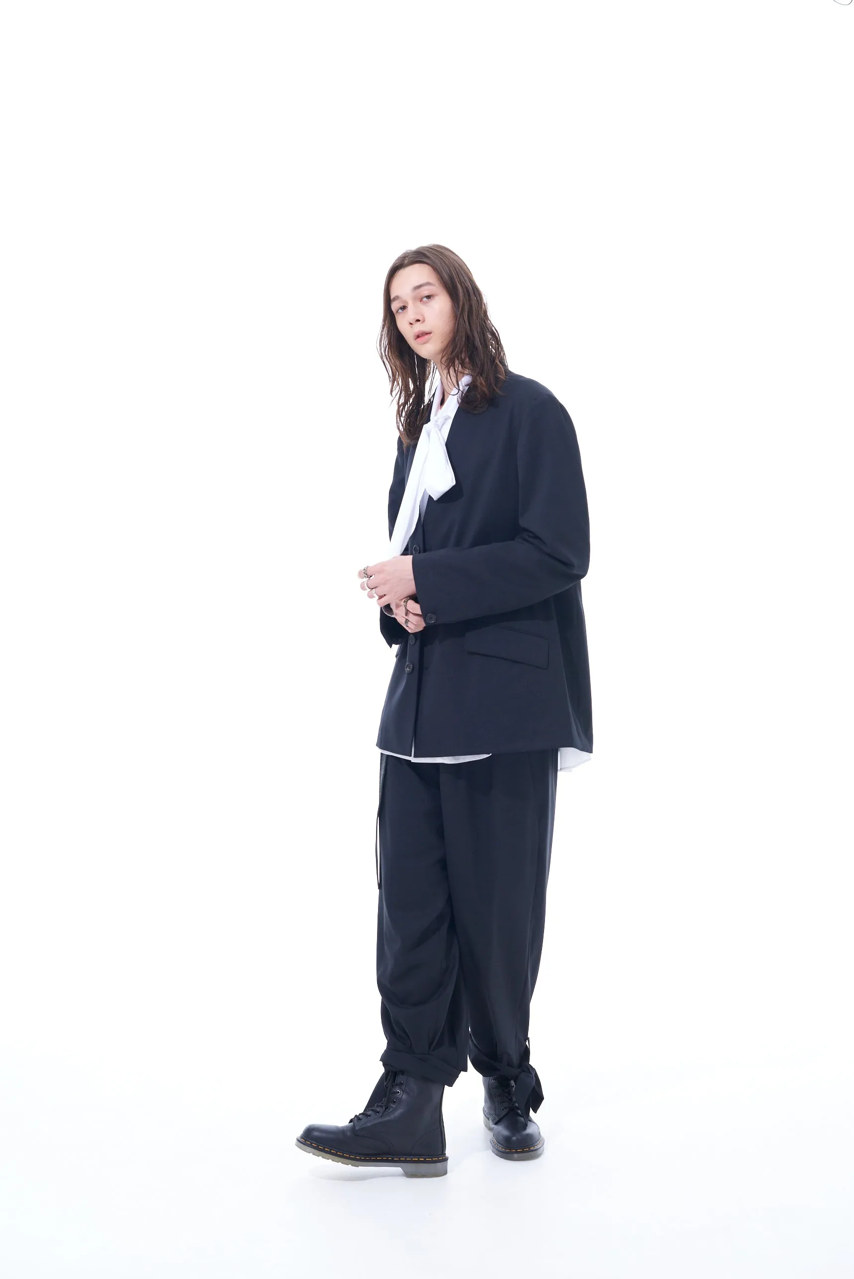 T/W GABARDINE COLLARLESS JACKET sold by Yohji Yamamoto product image thumbnail 3