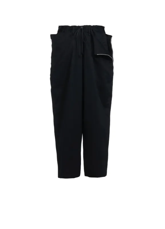 COTTON TWILL DRAWSTRING WIDE PANTS WITH ZIP SIDE POCKET sold by Yohji Yamamoto