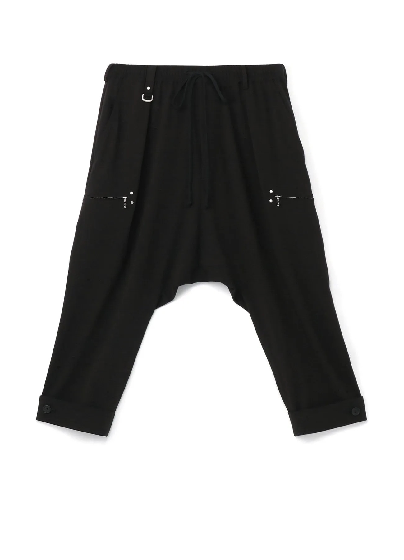 PE/RAYON GABARDINE STRETCH STUDS SLIM MACKIN SAROUEL PANTS sold by Yohji Yamamoto