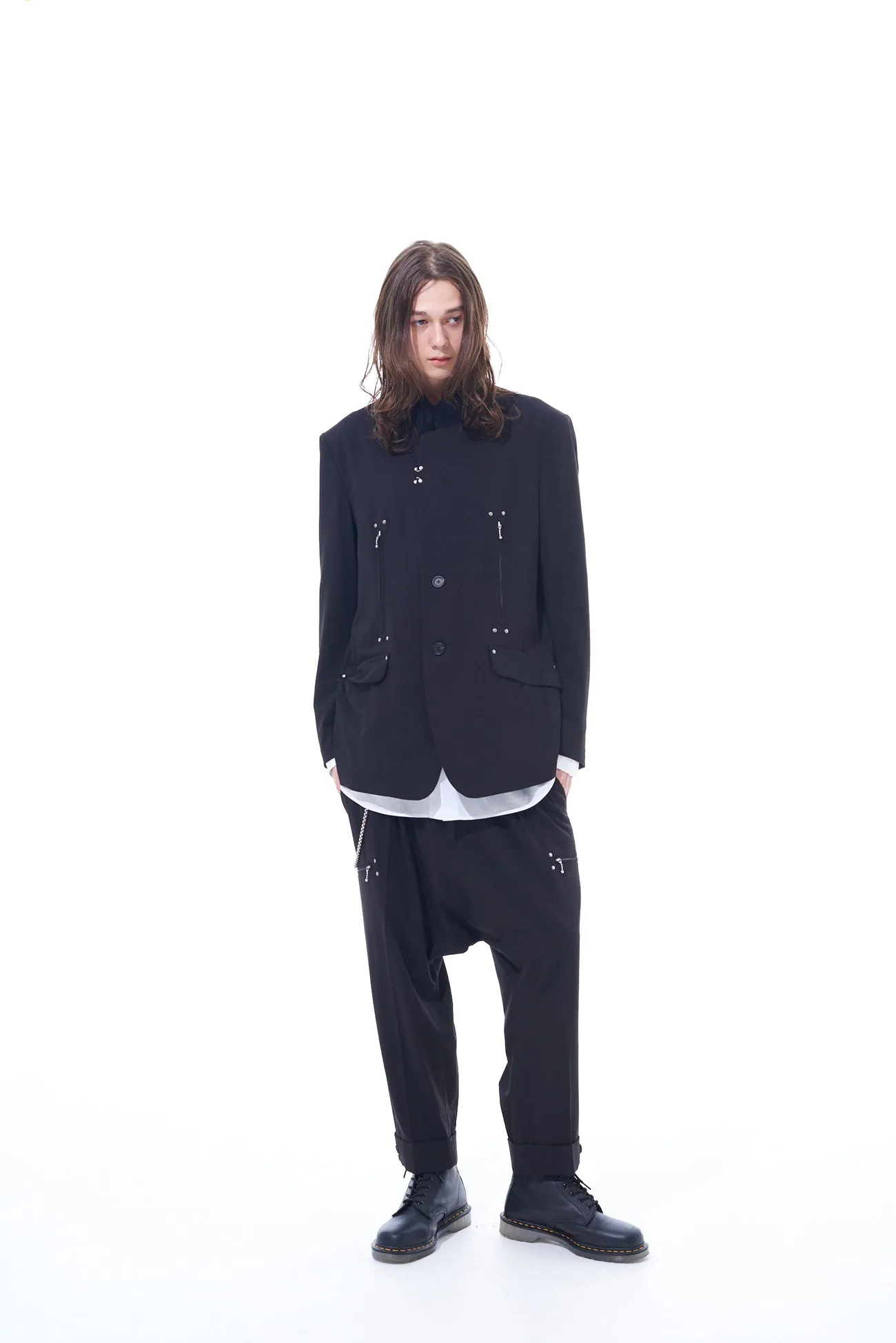 PE/RAYON GABARDINE STRETCH STUDS SLIM MACKIN SAROUEL PANTS sold by Yohji Yamamoto product image thumbnail 2