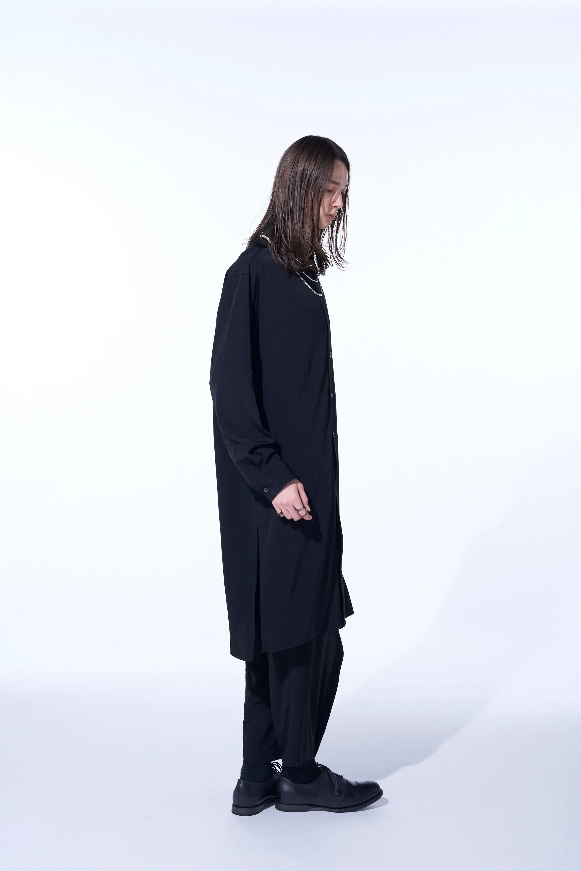 CREPE DE CHINE REGULAR COLLAR LOOSE FIT LONG SHIRT sold by Yohji Yamamoto product image thumbnail 5