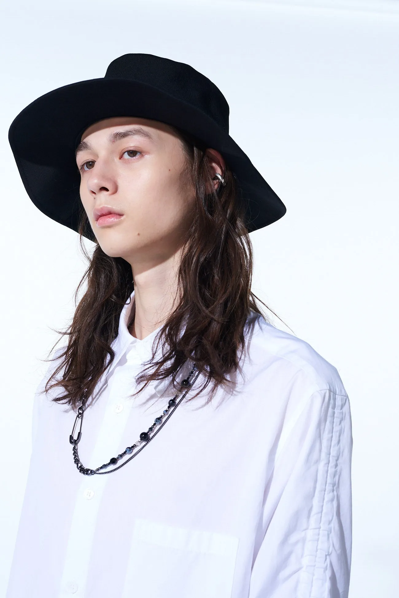 WASHER FINISHED WOOL GABARDINE LONG BRIM HAT sold by Yohji Yamamoto product image thumbnail 3