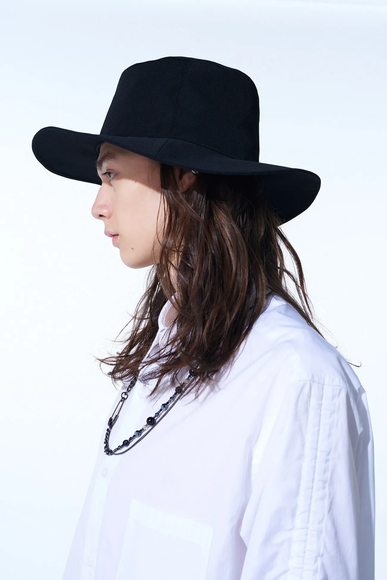 WASHER FINISHED WOOL GABARDINE LONG BRIM HAT sold by Yohji Yamamoto product image thumbnail 5