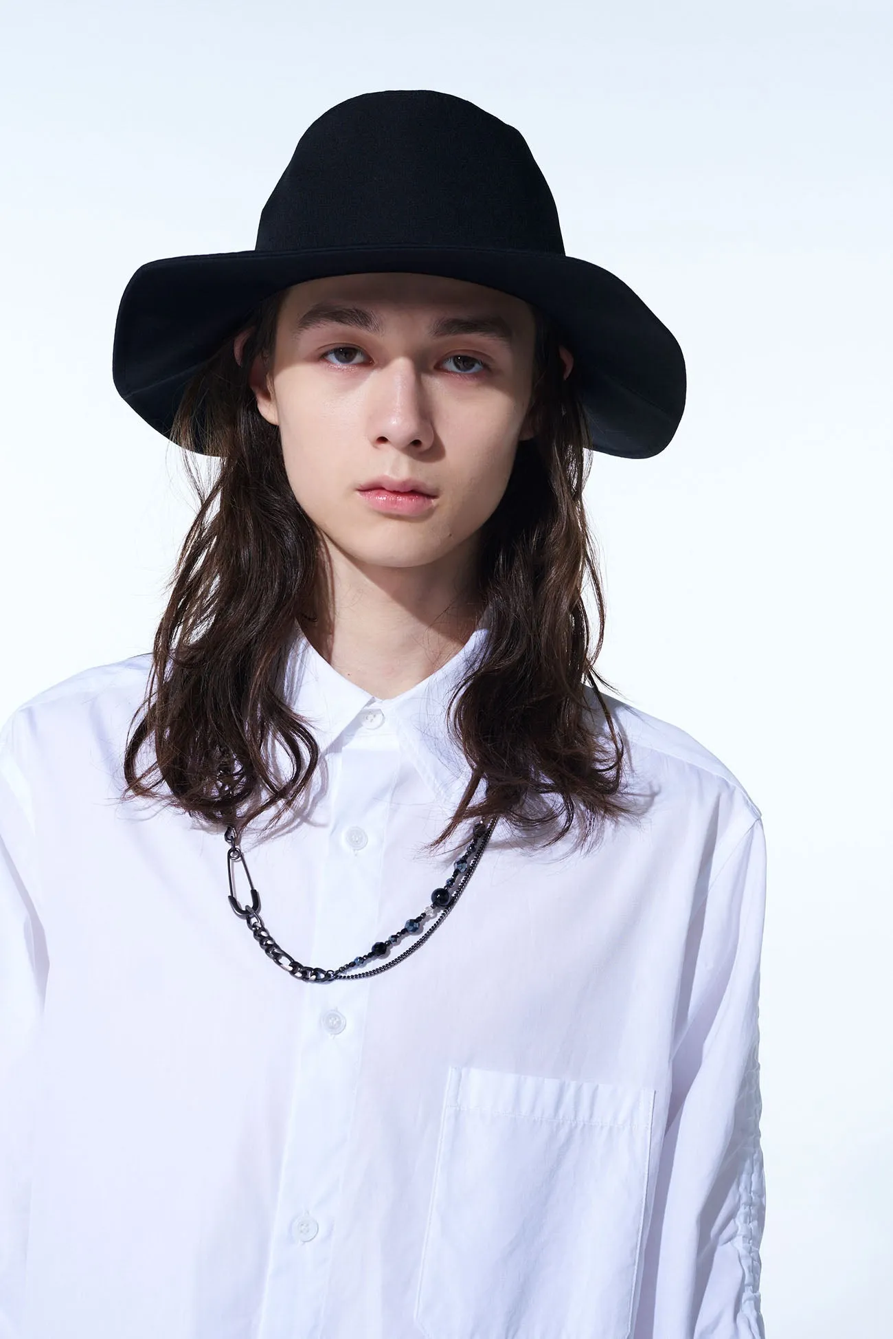 WASHER FINISHED WOOL GABARDINE LONG BRIM HAT sold by Yohji Yamamoto product image thumbnail 2