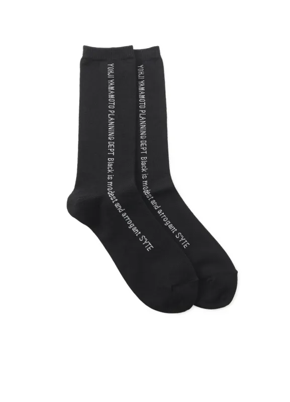 COTTON PLAIN STITCH「BLACK IS MODEST」LINE SOCKS sold by Yohji Yamamoto