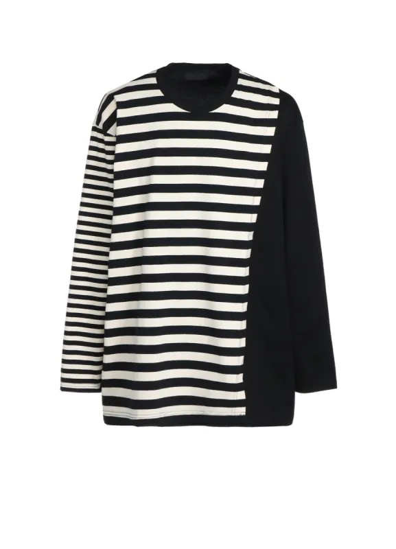 COTTON JERSEY FUSED STRIPE LAYERED LONG-SLEEVED T-SHIRT sold by Yohji Yamamoto