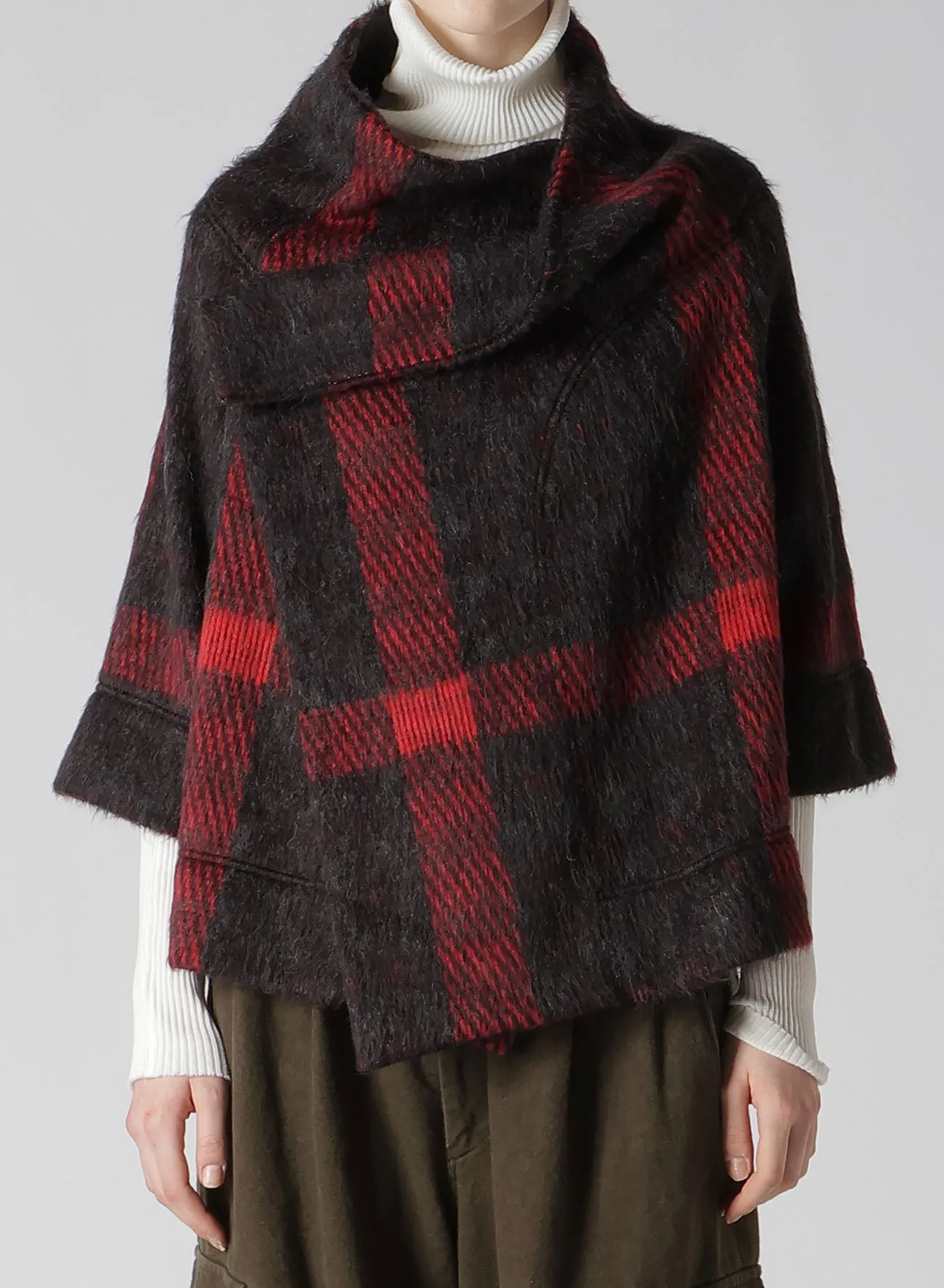 PLAID GAUZE WJQ 3/4 SLEEVE RAG CARDIGAN sold by Yohji Yamamoto product image thumbnail 4