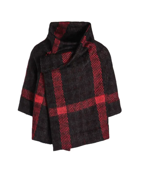 PLAID GAUZE WJQ 3/4 SLEEVE RAG CARDIGAN sold by Yohji Yamamoto